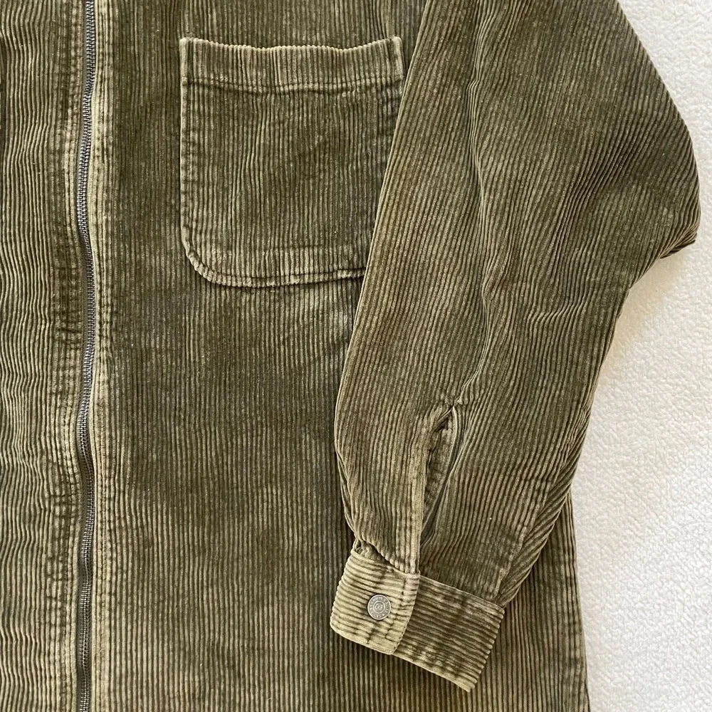 Vintage 90s Canyon River Blues Mens Medium Shirt Jacket Olive Green Corduroy Zip